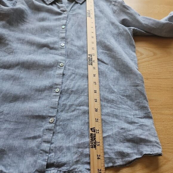 Eileen Fisher Small Organic Linen/Linen Button Long Sleeve Shirt Blue MINT - Picture 13 of 13